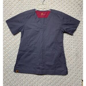 Carhartt‎ Scrub Top Blouse Women XS Gray Ripstop V-neck Utility Nurse Medical